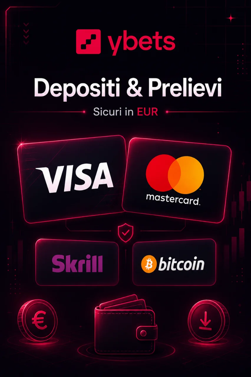 Loghi Visa Mastercard Skrill Bitcoin su sfondo scuro