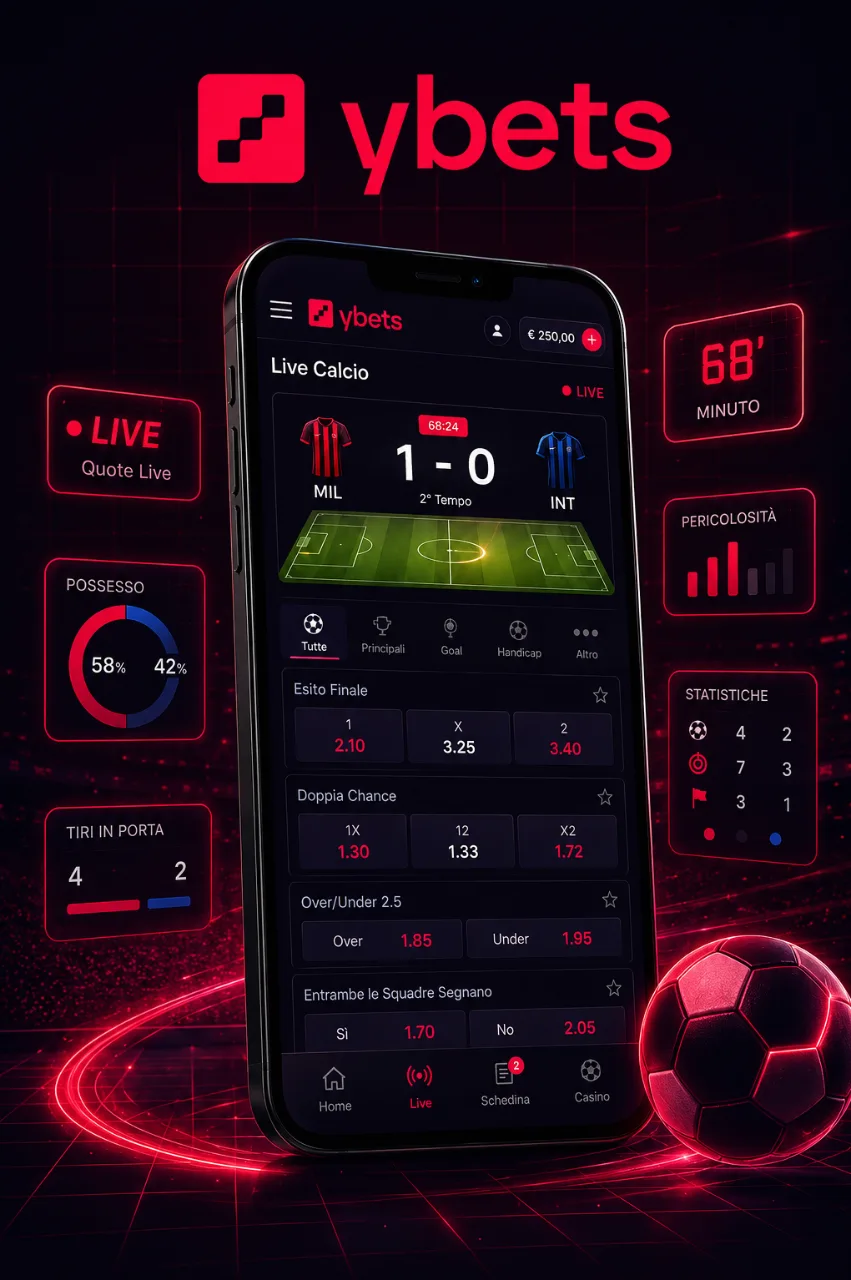 Schermata scommesse live calcio su smartphone